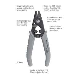 Jonard JIC-175 Ergonomic Fiber Optic Stripper with TPR Handle, 6" Length